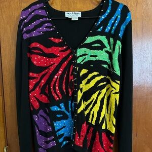 Vintage Jack B. Quick Rainbow Zebra Sweater